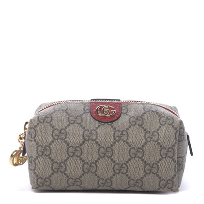 Gucci Soft GG Supreme Monogram Calfskin Small Ophidia Cosmetic Case Beige Ebony Hibiscus Red 1 of 11