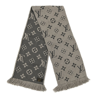 Louis Vuitton Wool Silk Logomania Scarf Pearl Grey 2 of 5