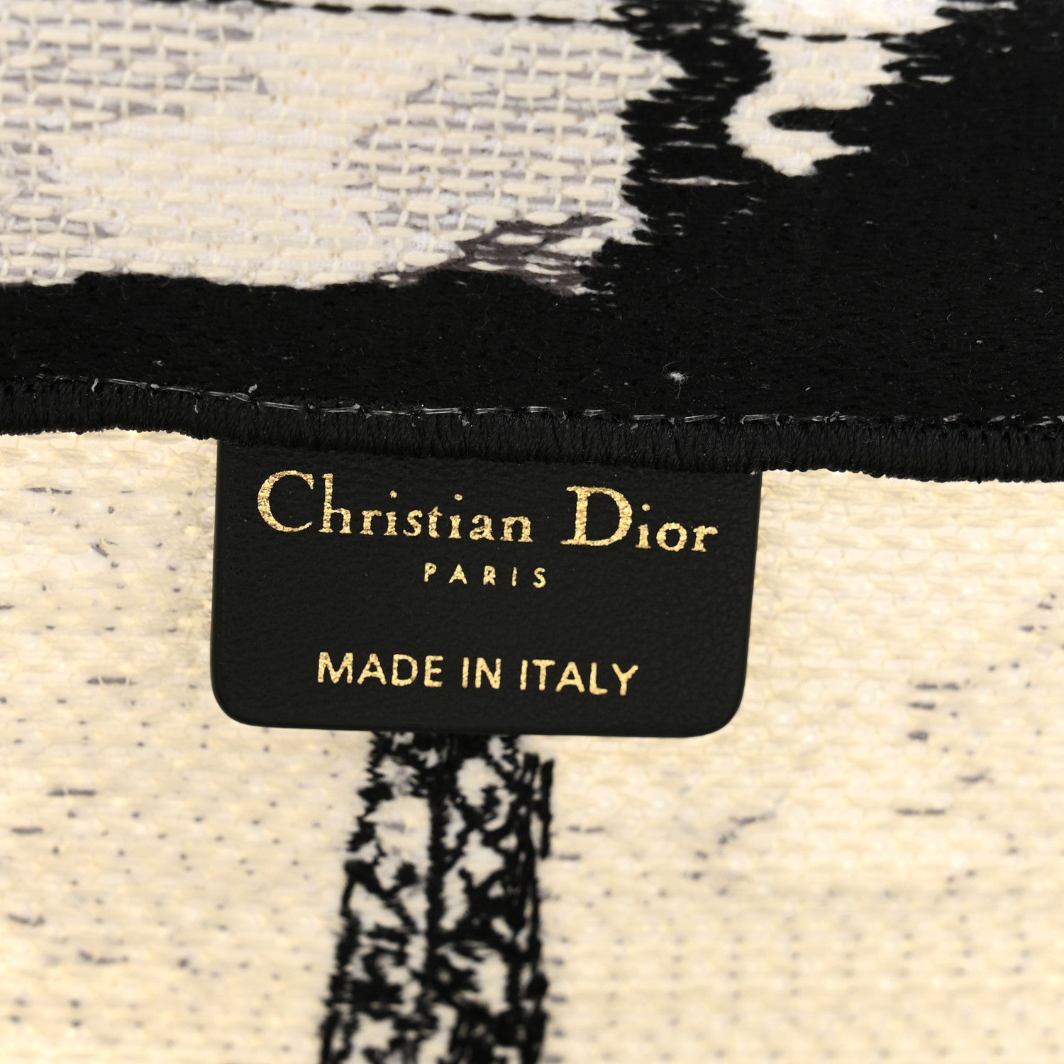 Christian Dior Canvas Embroidered Medium Paris Book Tote White Black 6 of 10