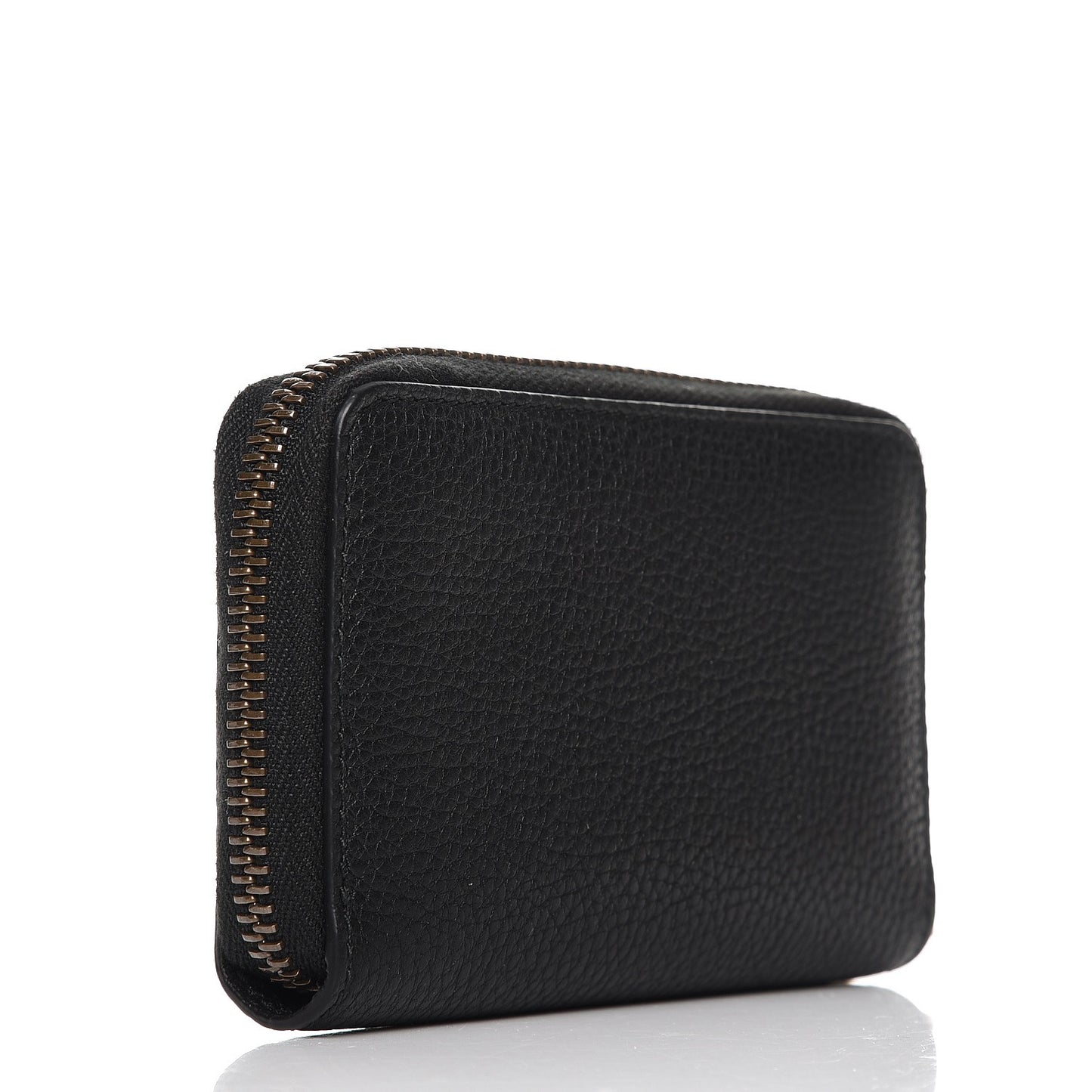 Calfskin Logo Zip Around Card Case Black