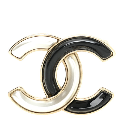 Chanel Enamel CC Brooch Black White 1 of 4