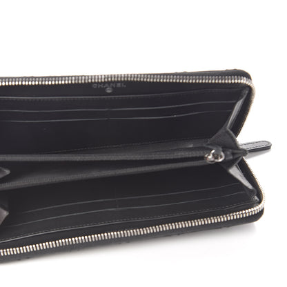 Chanel Calfskin Double Stitch Hamptons Zip Around Wallet Black 5 of 9