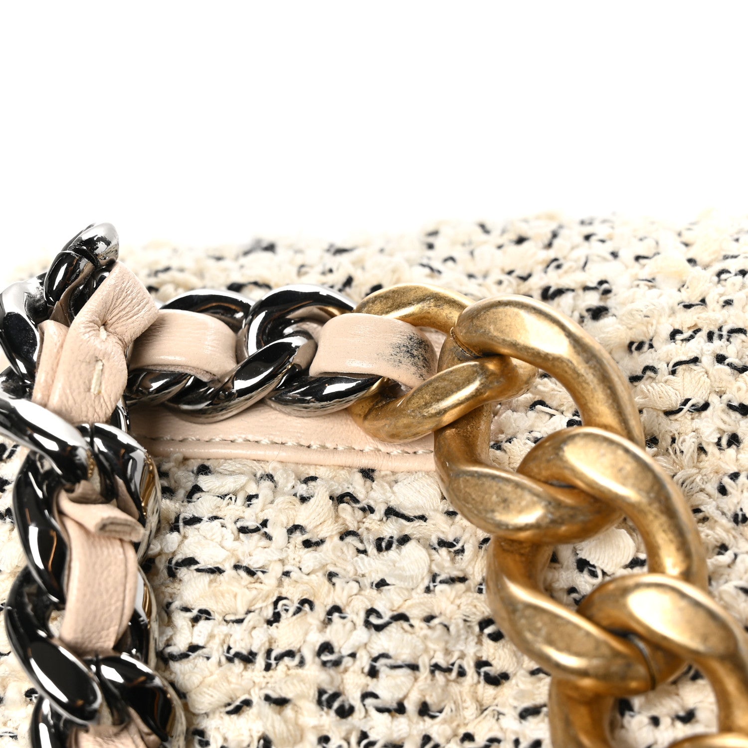 Chanel Tweed Quilted Large Chanel 19 Flap Ecru Black 11 of 11