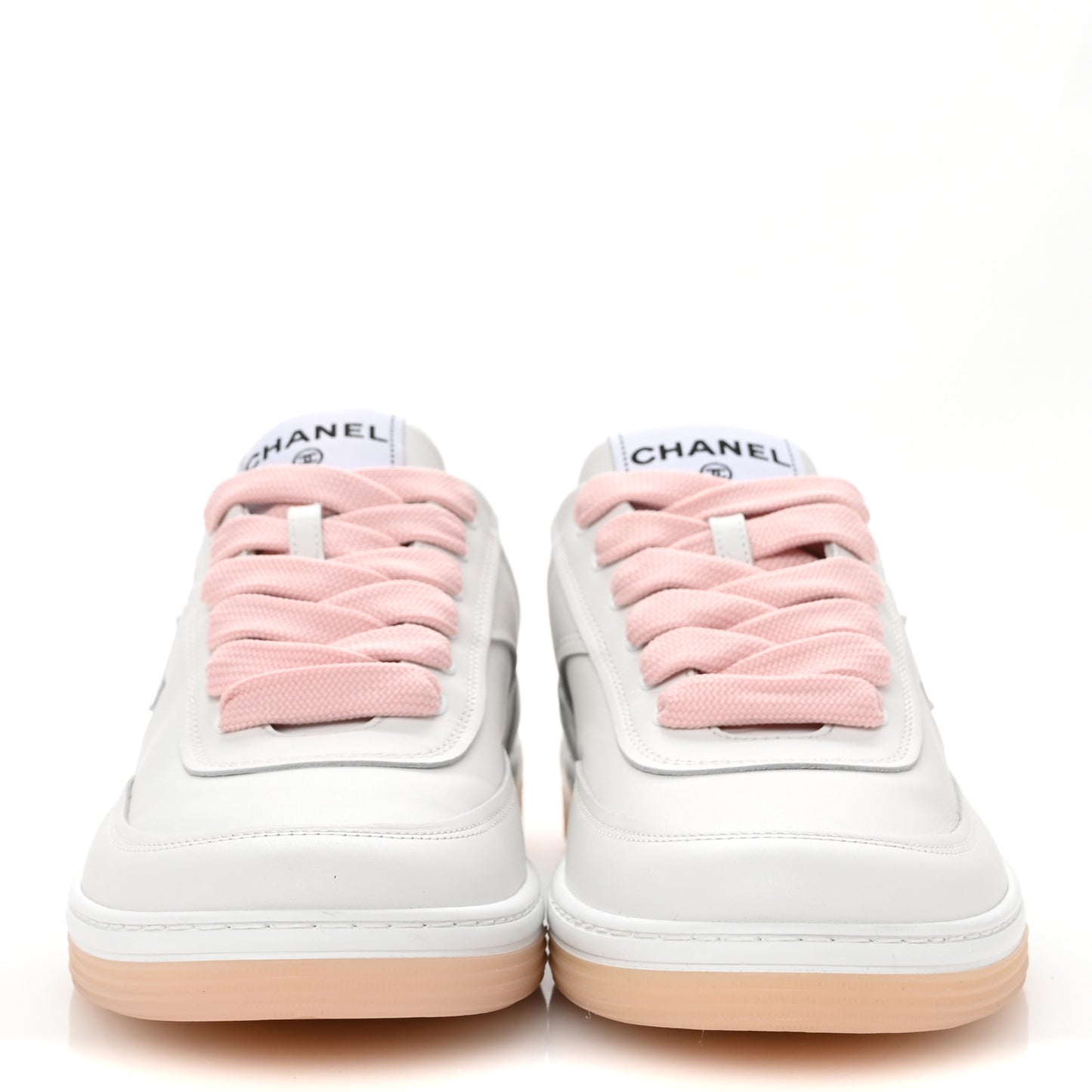 Calfskin Womens CC Sneakers 39.5 White Pink