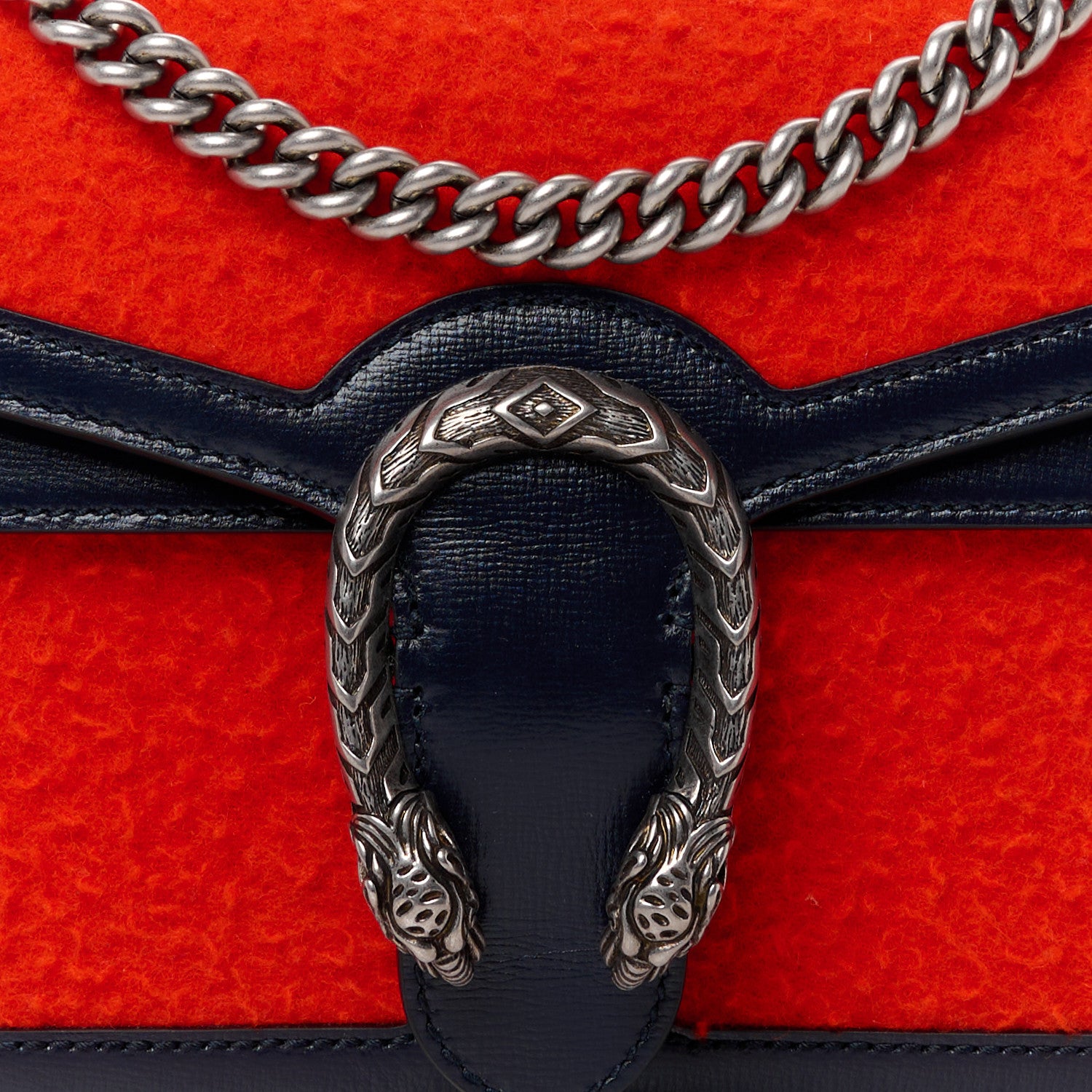 Gucci Casy Wool Azalea Calfskin Dionysus Shoulder Bag Bitter Blue 8 of 10