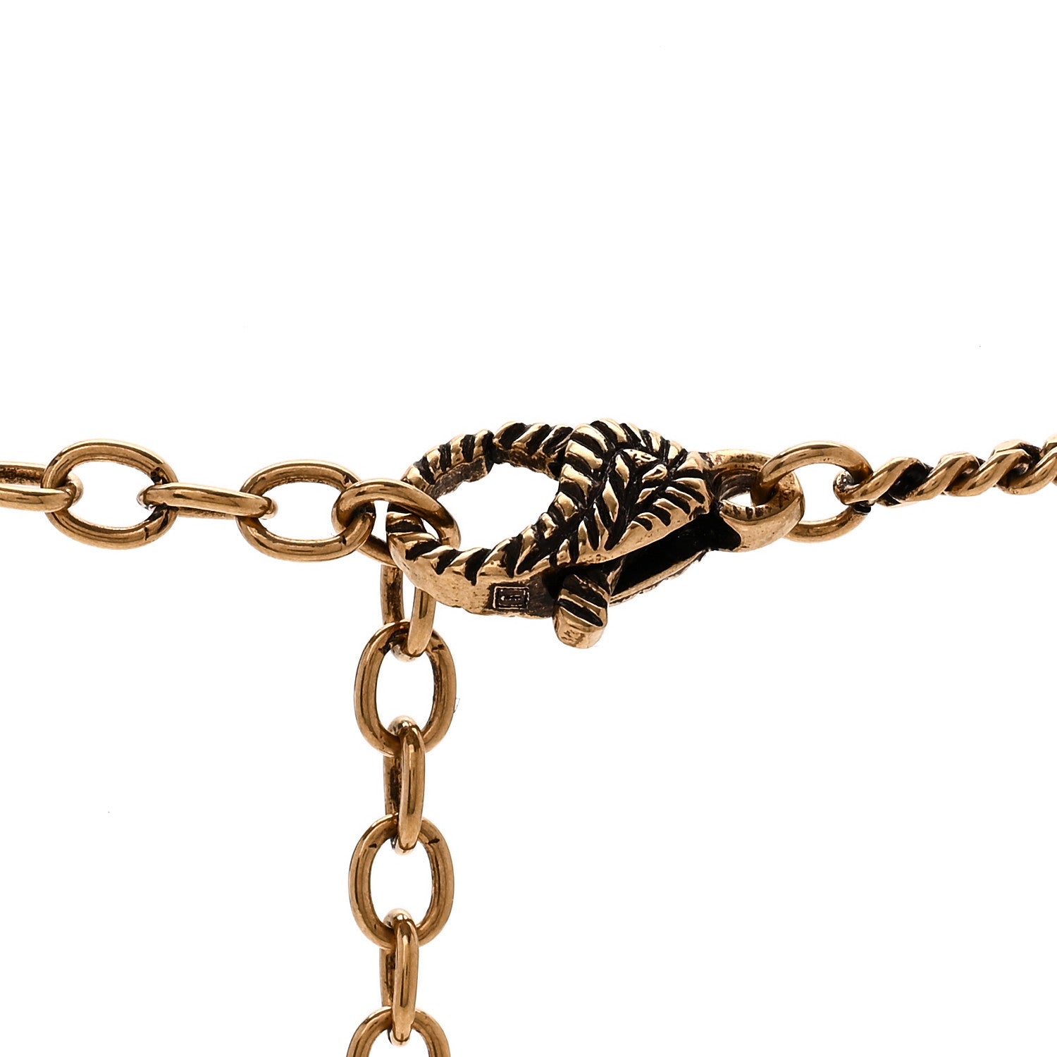 Gucci Crystal Embellished Double G Necklace Aged Gold 5 of 6