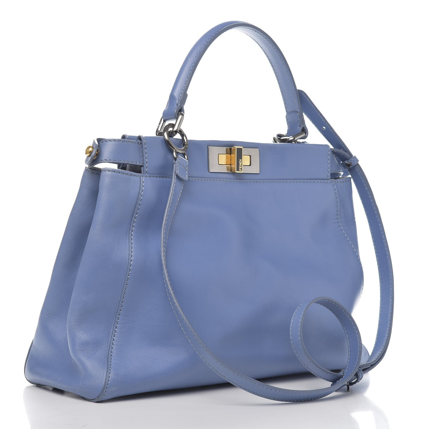 Fendi Vitello Suede Medium Peekaboo Iconic Satchel Ortensia Black 3 of 13