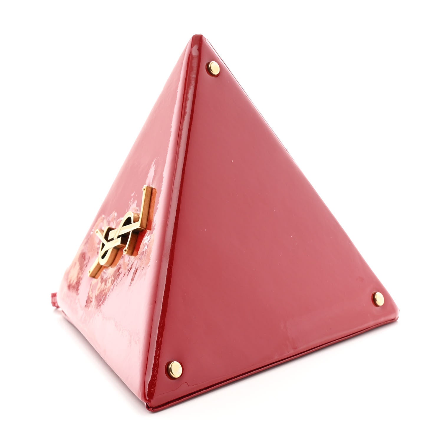 Saint Laurent Patent Pyramid Clutch Rouge Eros 4 of 9