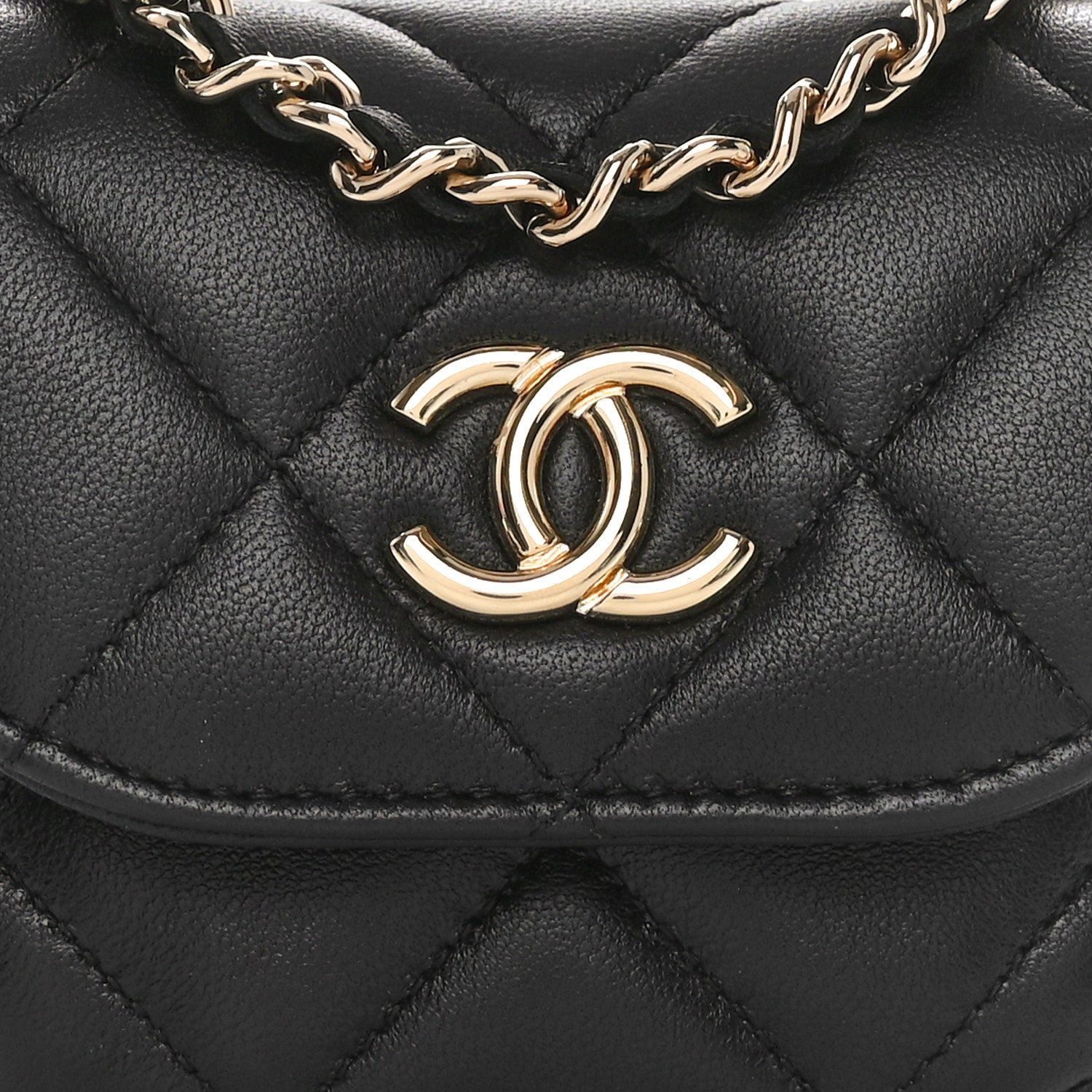 Chanel Lambskin Quilted Pearl Top Handle Clutch With Chain Black 10 of 13