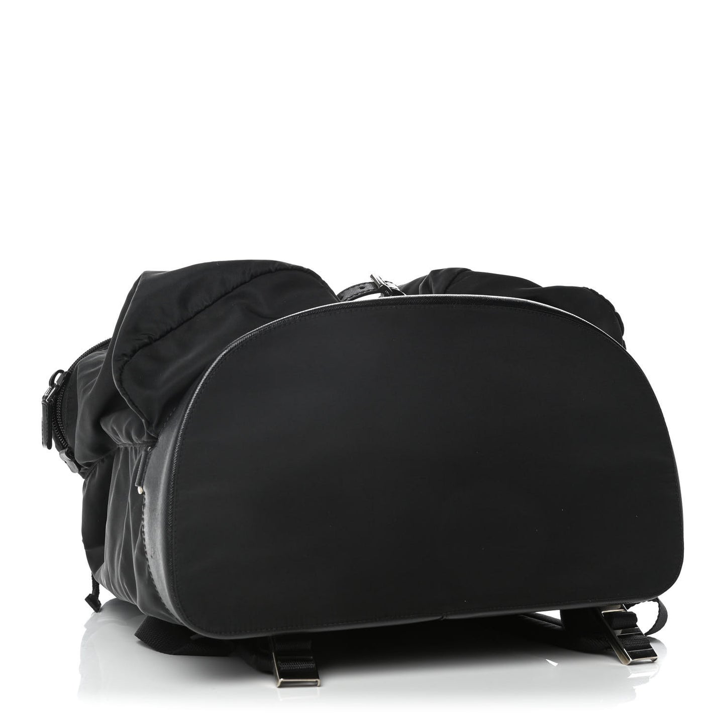 Technical Nylon Saffiano Double Buckle Backpack Black