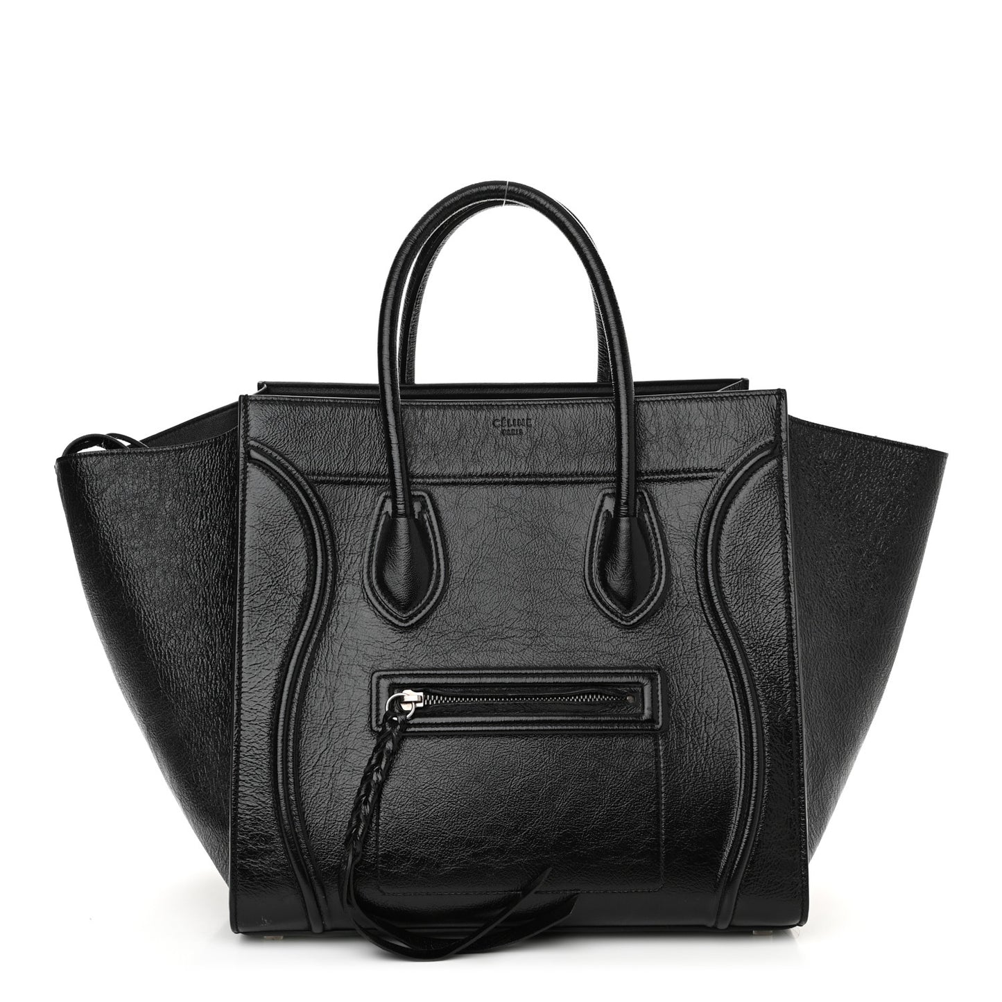 Shiny Goatskin Medium Phantom Luggage Black