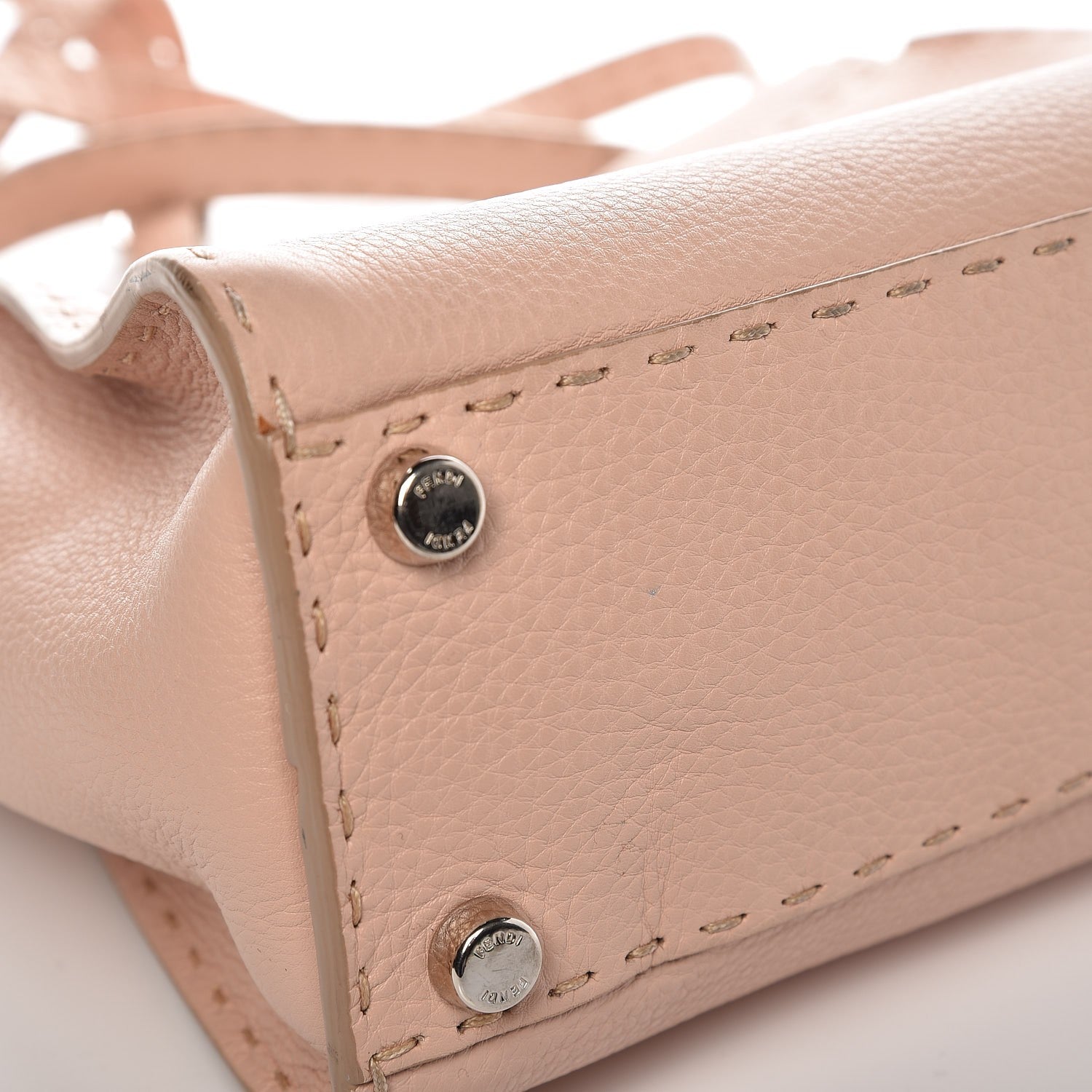 Fendi Cuoio Romano Selleria Bi-Color Medium Peekaboo Iconic Satchel Rosa Plaster Pesca 10 of 10