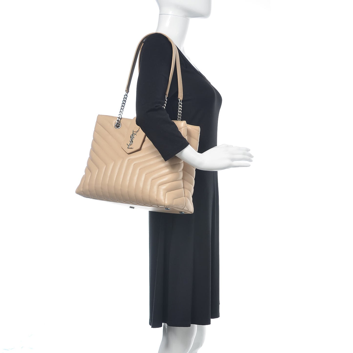 Calfskin Y Quilted Monogram Large Loulou Shopper Nude Powder