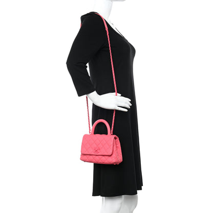 Chanel Caviar Quilted Incognito Extra Mini Coco Handle Flap Pink 2 of 10