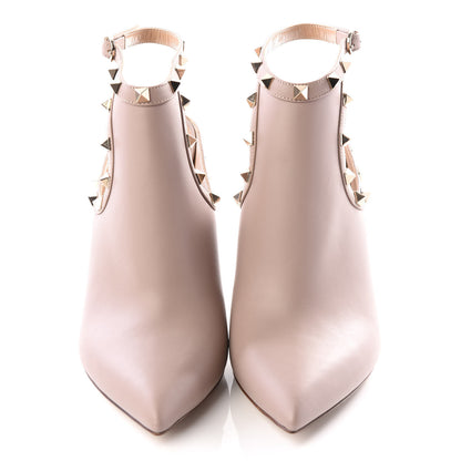 Valentino Garavani Calfskin Rockstud Open Back Ankle Booties 39.5 Poudre 3 of 9