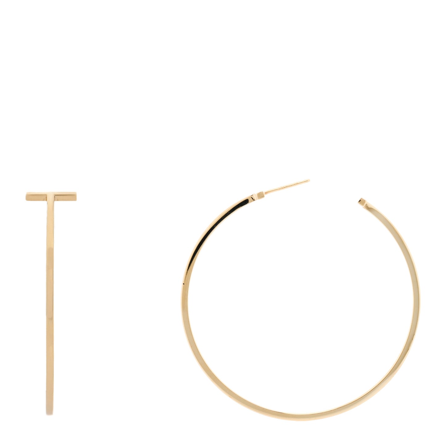 18K Yellow Gold Extra Large T Wire Hoop Earrings
