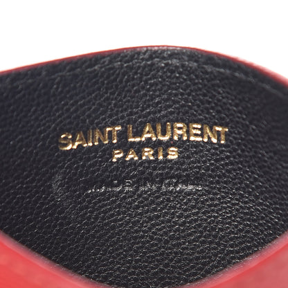 Saint Laurent Grain De Poudre Matelasse Chevron Monogram Credit Card Case New Red 6 of 12