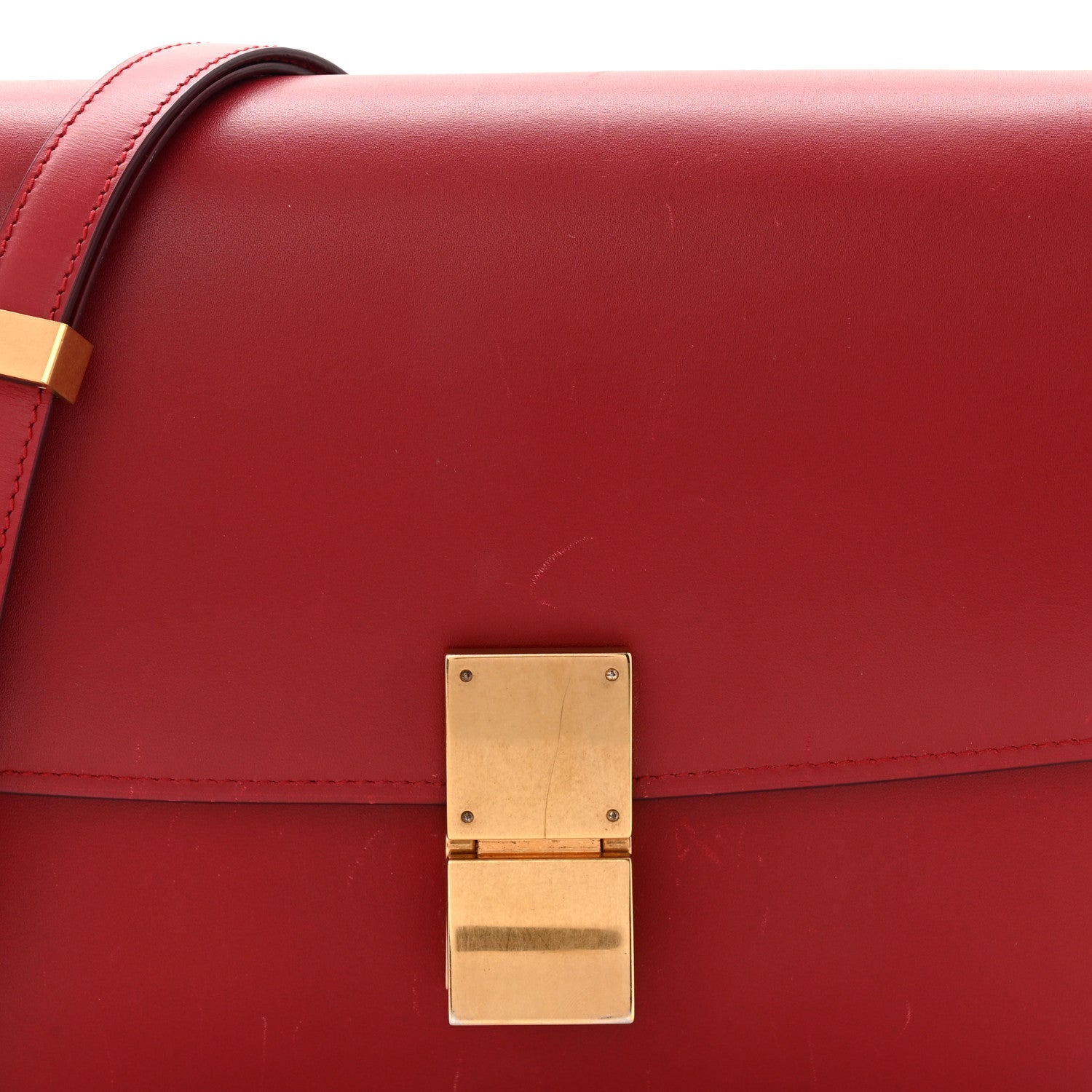 Celine Box Calfskin Medium Classic Box Flap Bag Red 8 of 12