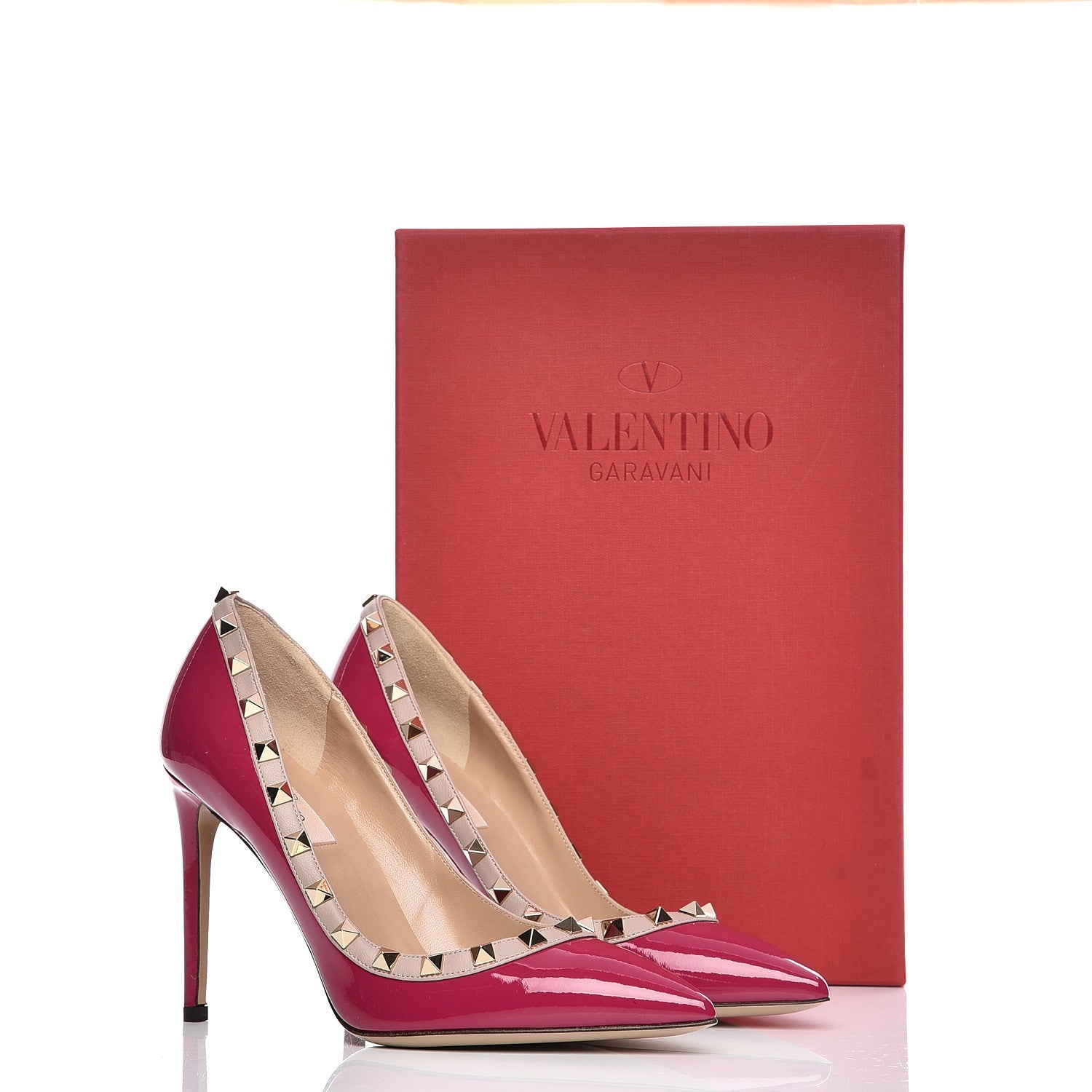 Valentino Garavani Patent Rockstud 100mm Pumps 37 Deep Cyclamin Poudre 9 of 9