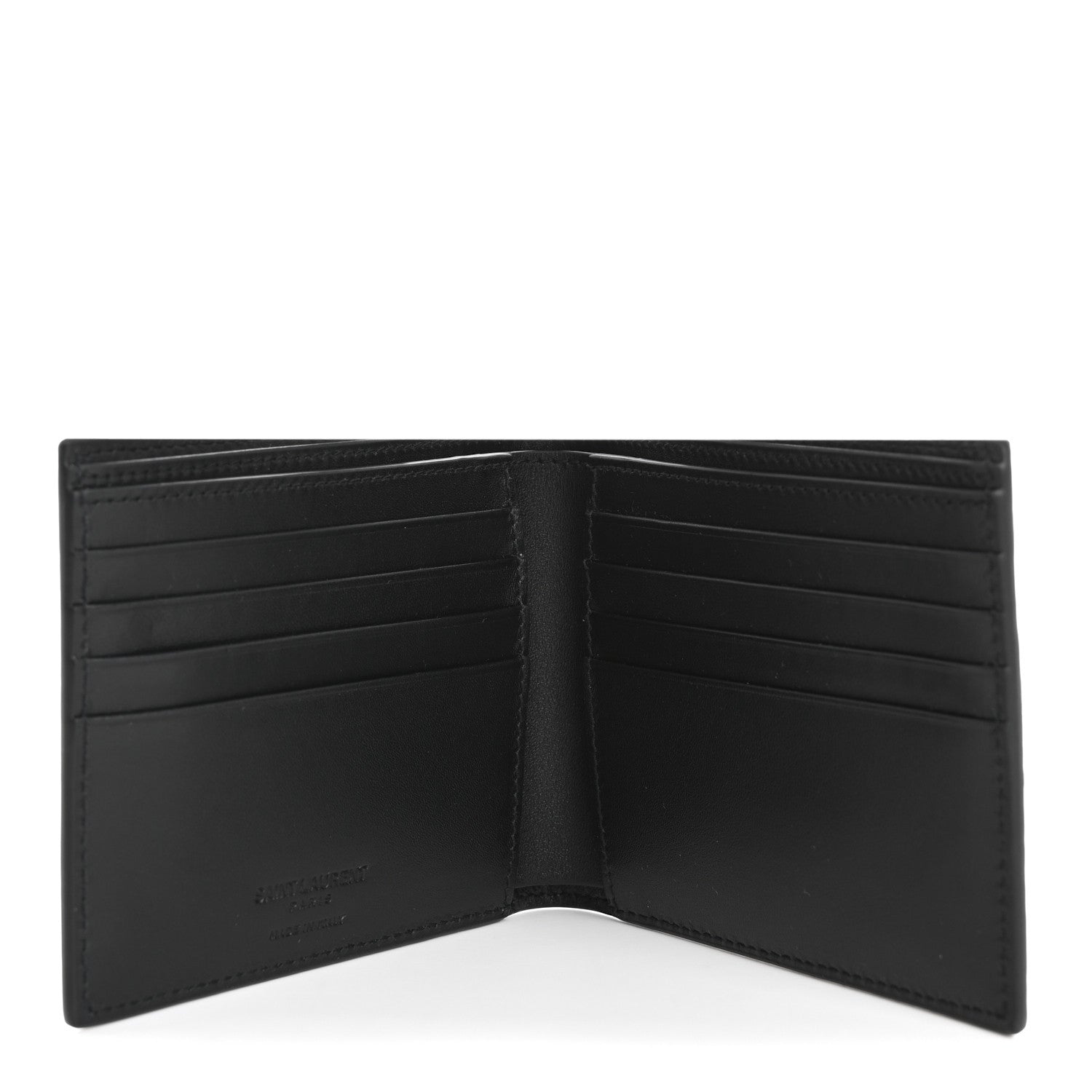 Saint Laurent Calfskin Crocodile Embossed Paris East West Wallet Black 5 of 8