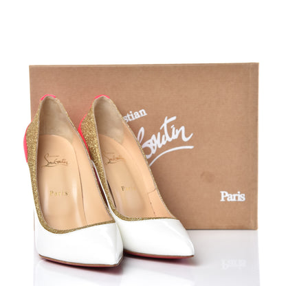 Christian Louboutin Glitter Patent Fluo Tucsick 100 Pumps 41 White Gold 9 of 9