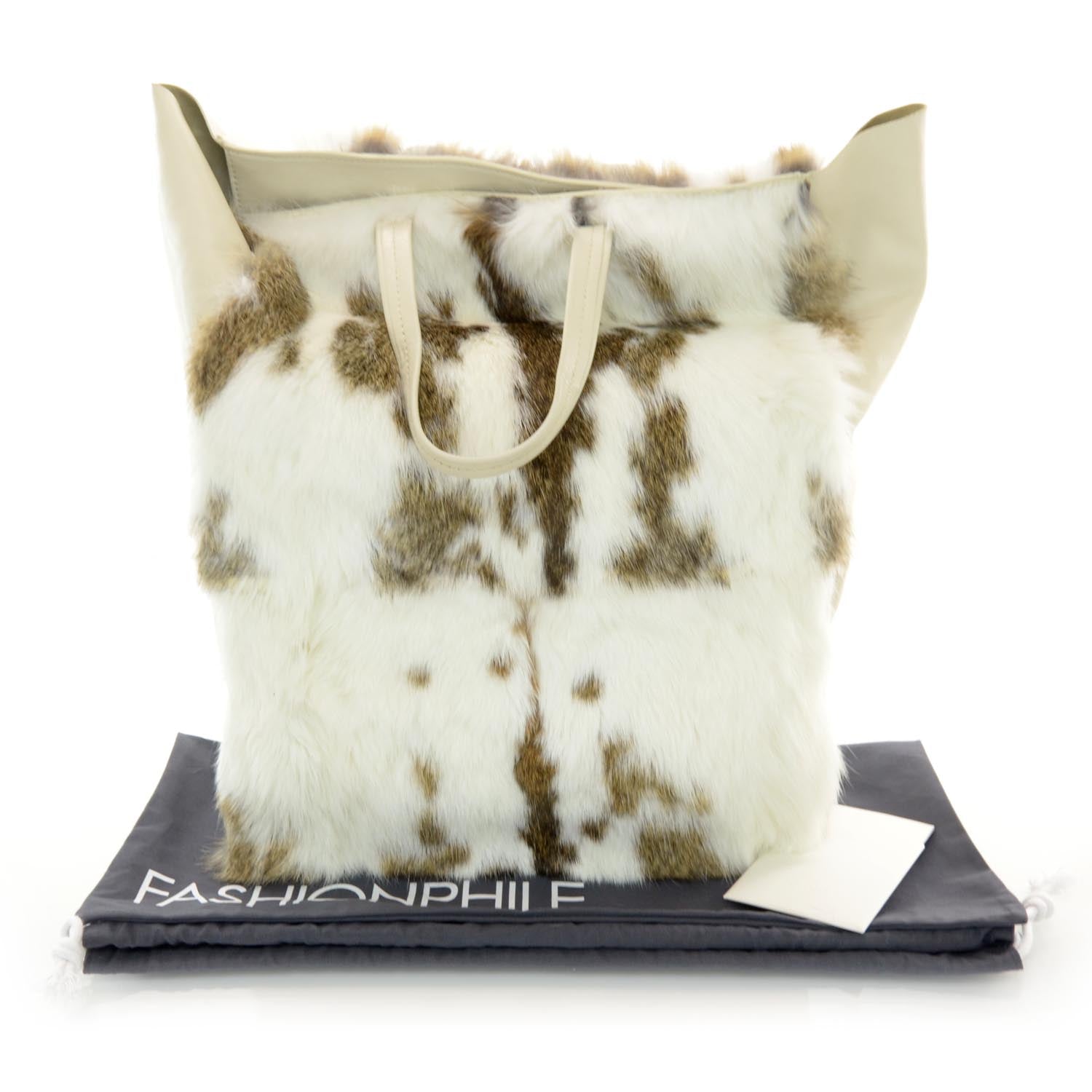 Celine Lambskin Rabbit Fur Vertical Cabas 3 of 8
