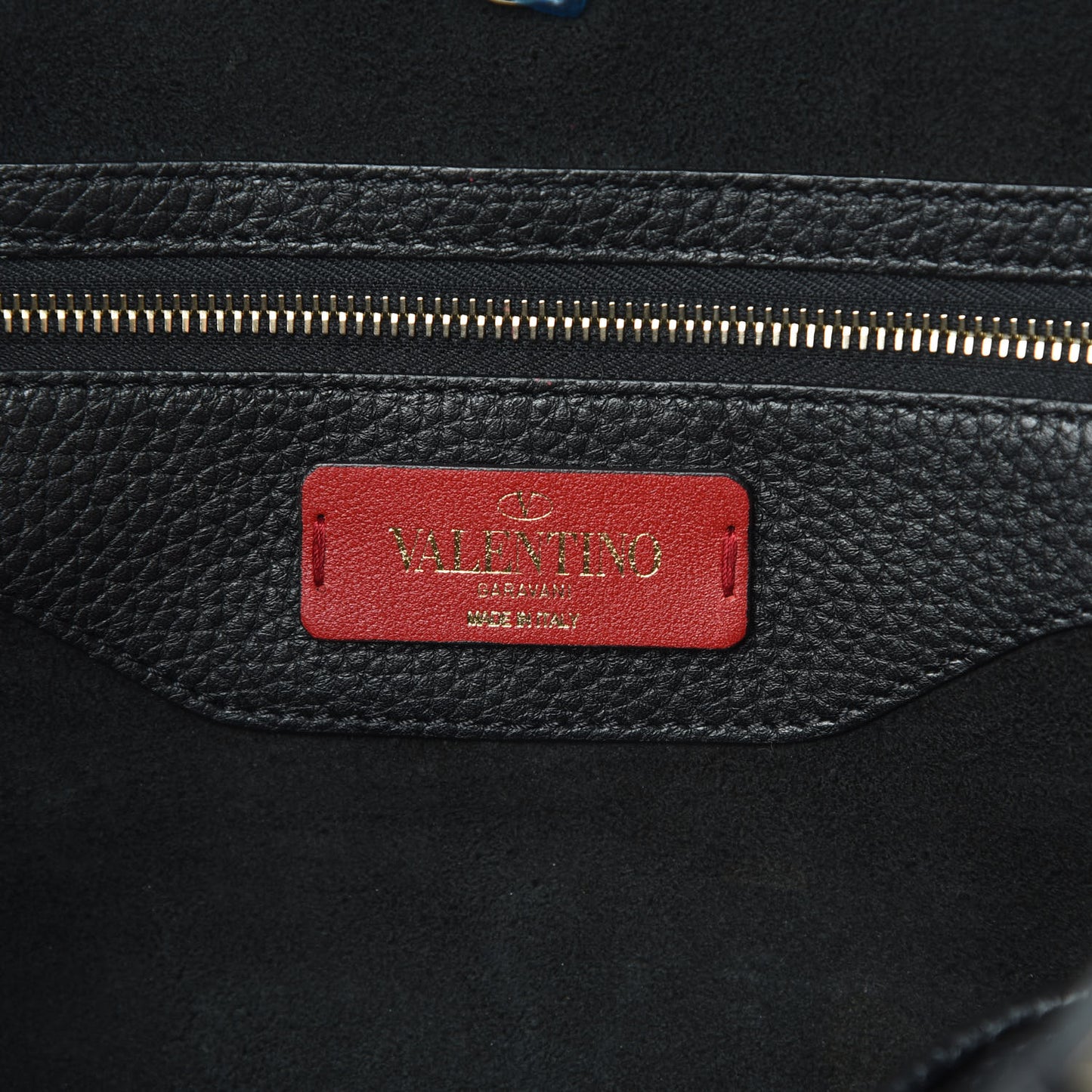Grained Calfskin Small Rockstud Shoulder Tote Black