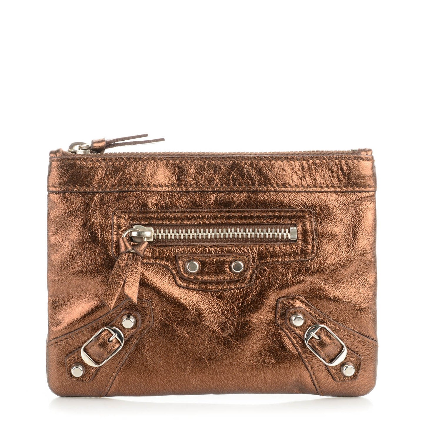 Metallic Agneau Silver Hardware M Porte-Monnaie Coin Purse Sparkle Bronze