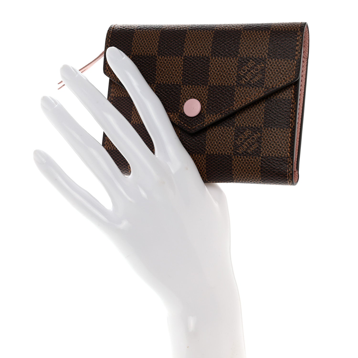 Louis Vuitton Damier Ebene Victorine Wallet Rose Ballerine 2 of 8
