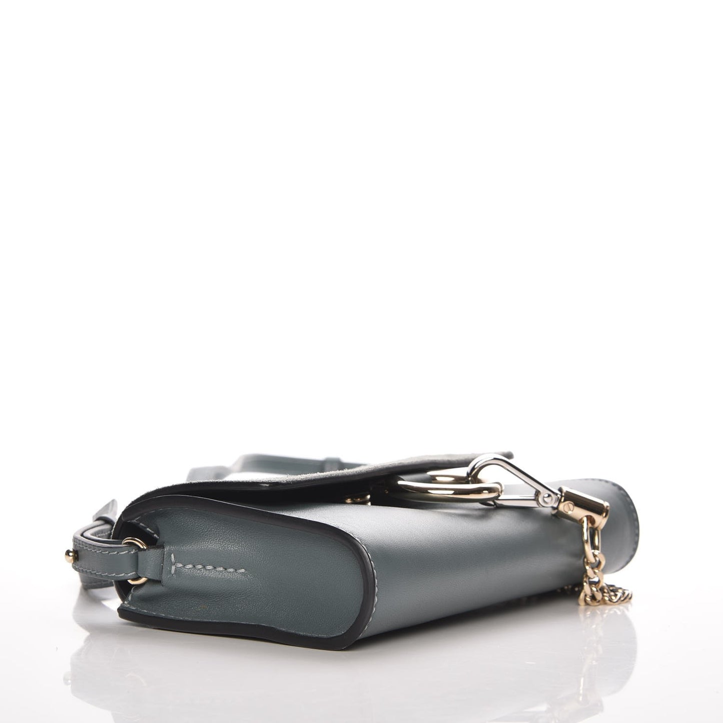 Suede Calfskin Faye Wallet On Strap Cloudy Blue