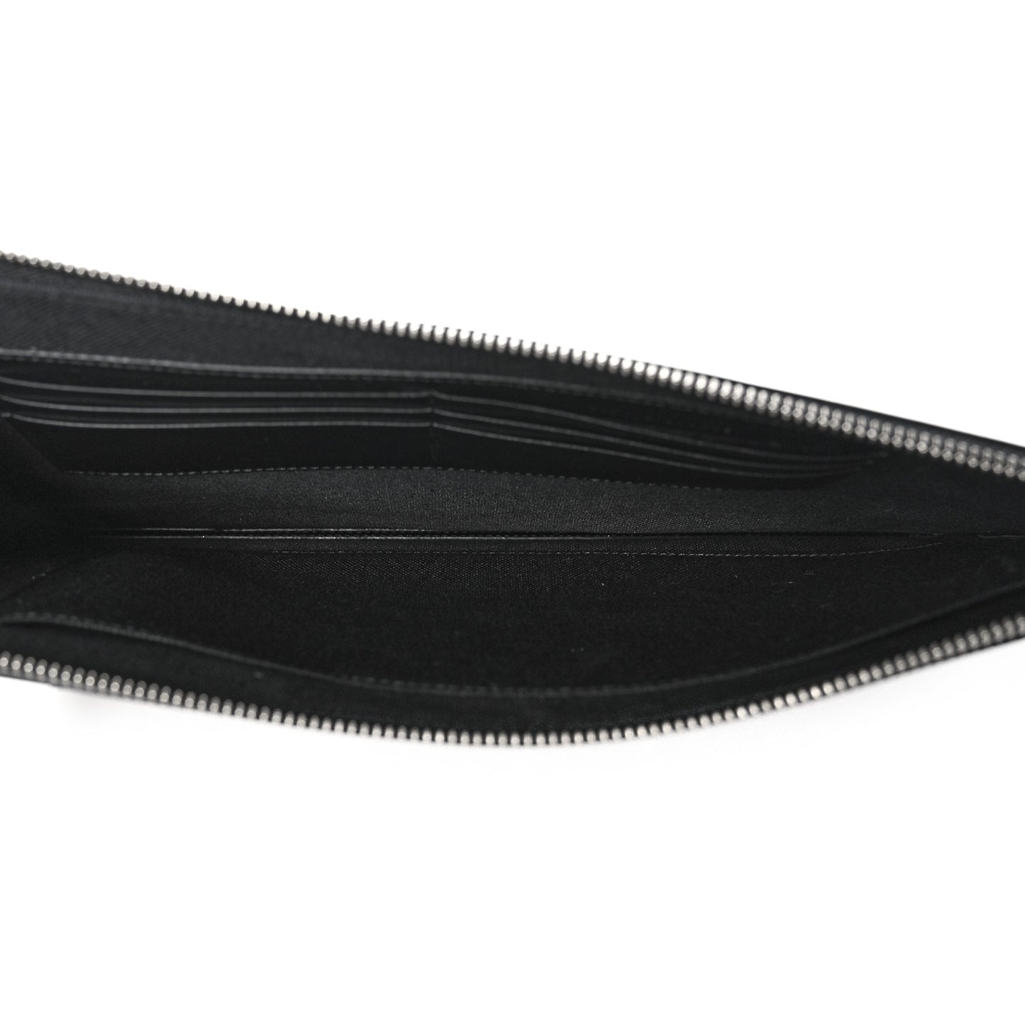 Calfskin Blade Embroidered Zip Pouch Black