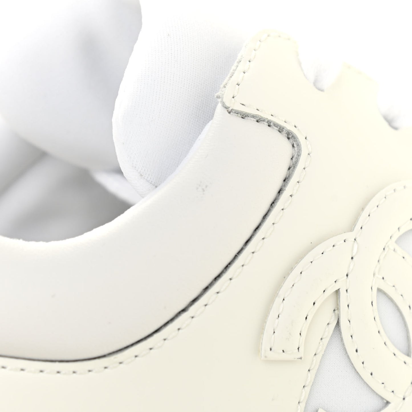 Suede Calfskin Fabric CC Sneakers 38.5 White