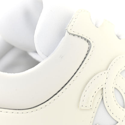 Chanel Suede Calfskin Fabric CC Sneakers 38.5 White 10 of 10