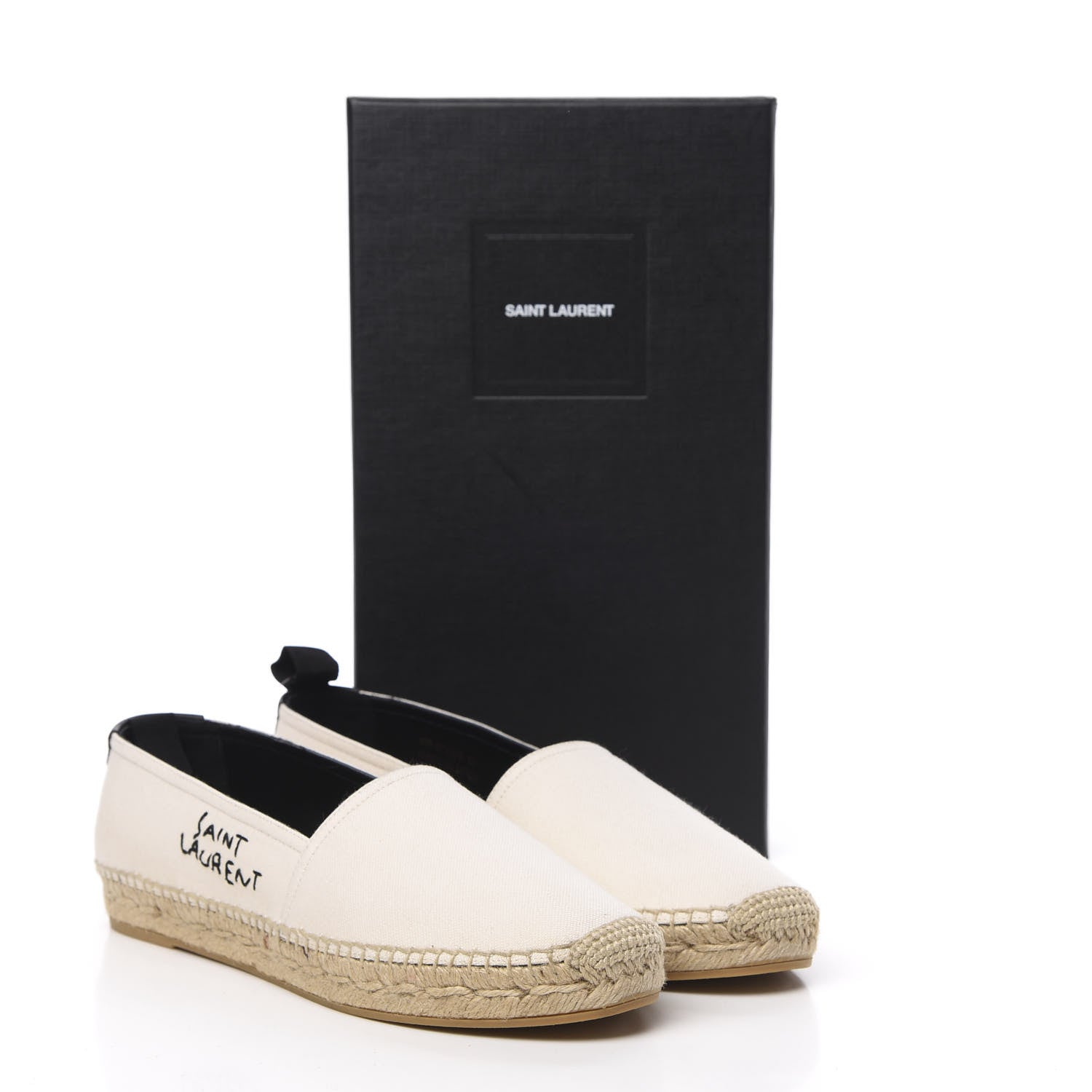 Saint Laurent Canvas Nappa Elba Light Logo Embroidered Espadrilles 39 Panna 8 of 8