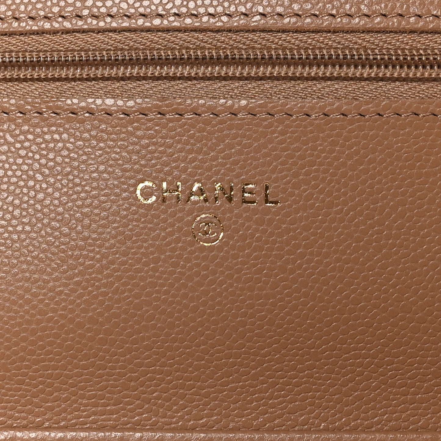 Caviar Quilted Wallet on Chain WOC Dark Beige