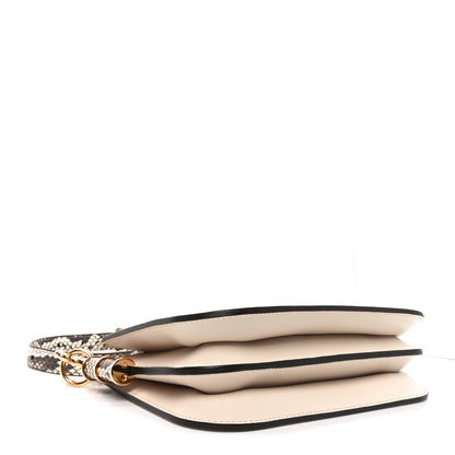 Fendi Vitello King Snakeskin Embossed Luxor Fendi Touch Shoulder Bag Camelia Daisy Roccia 4 of 10