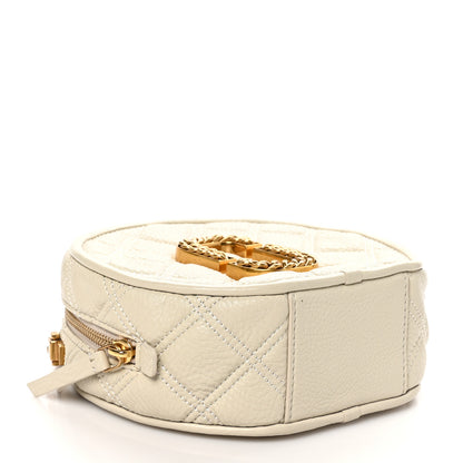 Marc Jacobs Grained Calfskin Quilted The Status Round Crossbody Oatmilk 4 of 11