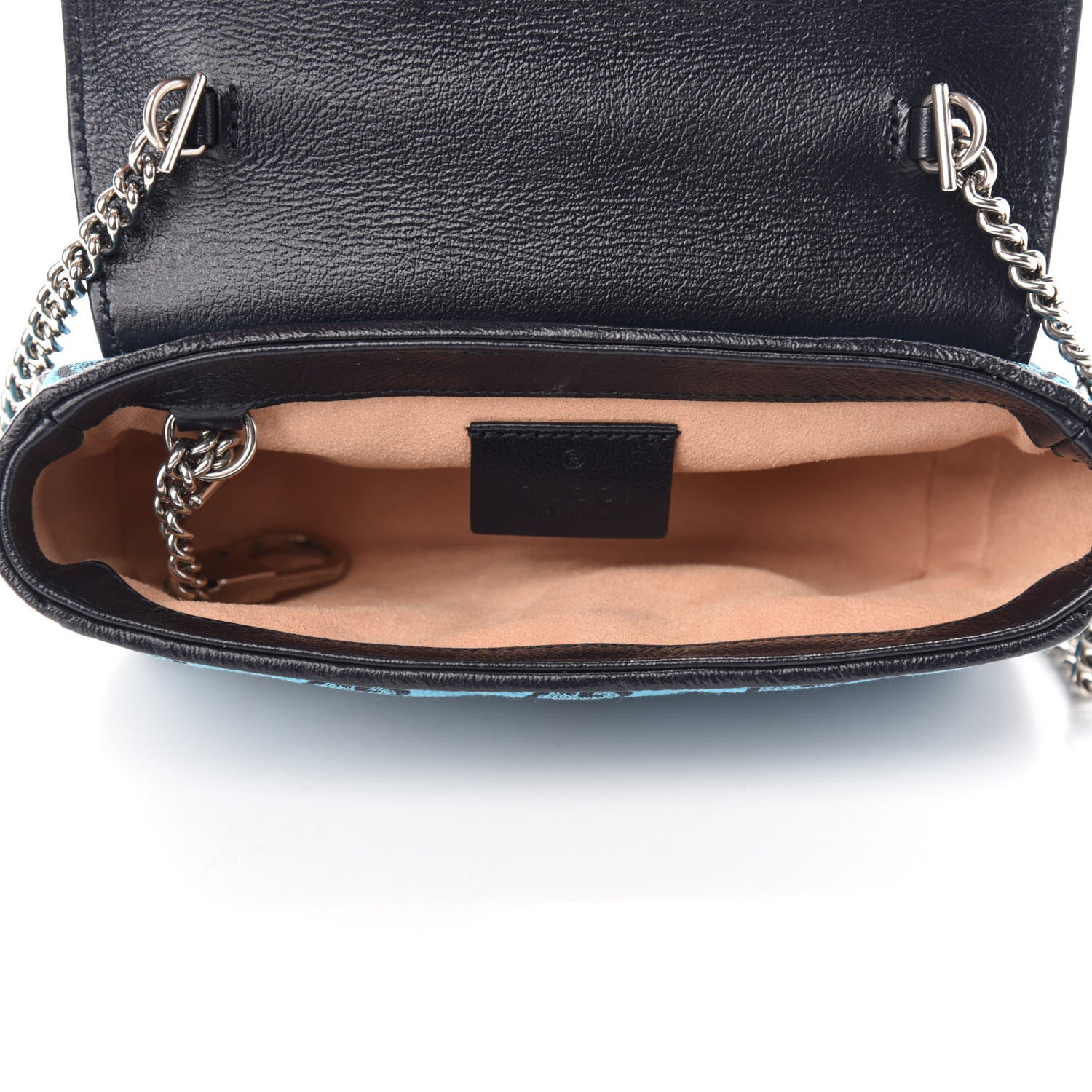 Gucci Monogram Multicolor Matelasse Diagonal Super Mini GG Marmont Shoulder Bag Light Blue 5 of 12