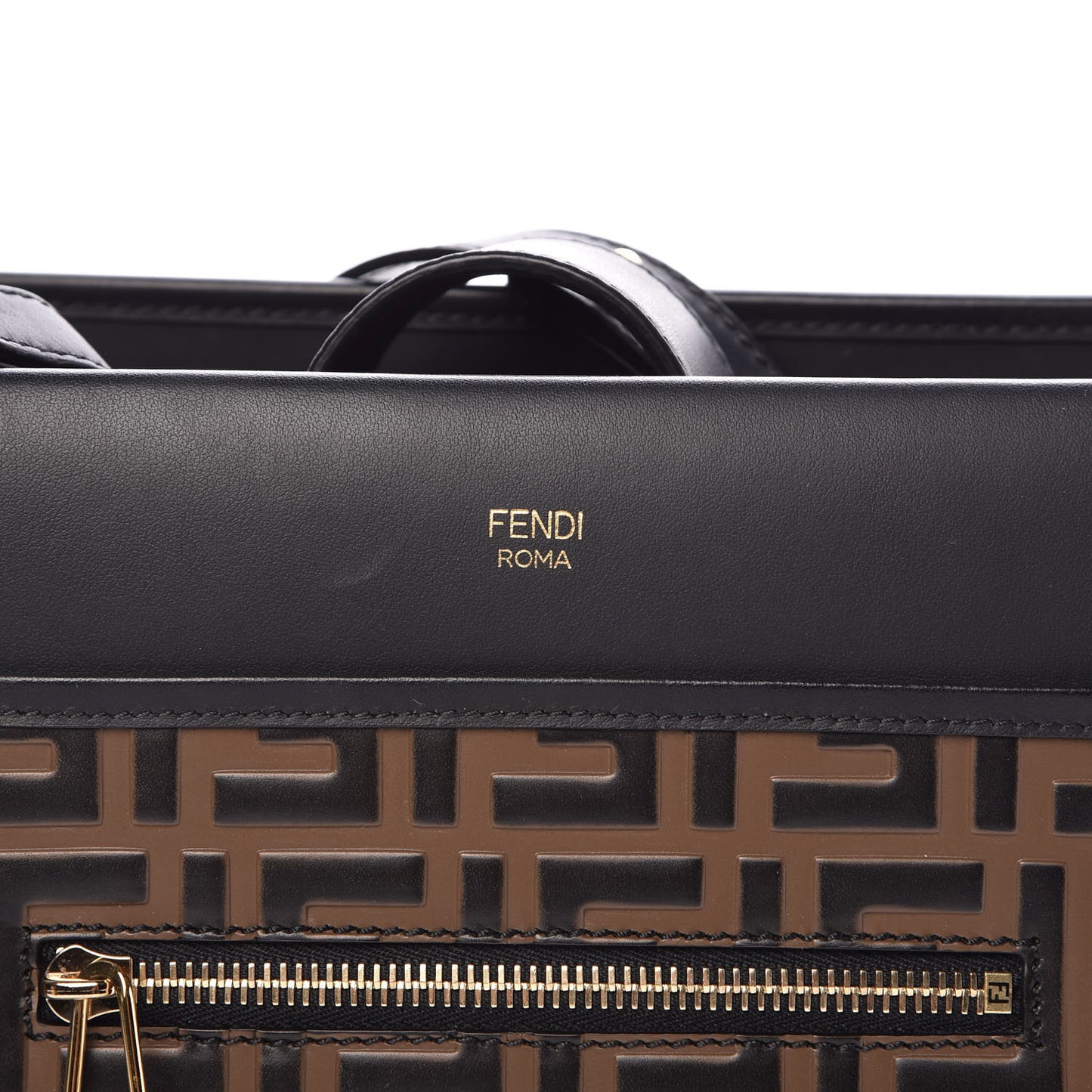 Vitello Century F is Fendi FF 1974 Embossed Small Runaway Satchel Black Maya