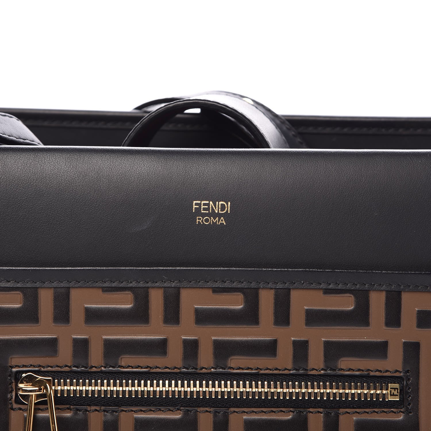 Fendi Vitello Century F is Fendi FF 1974 Embossed Small Runaway Satchel Black Maya 6 of 13