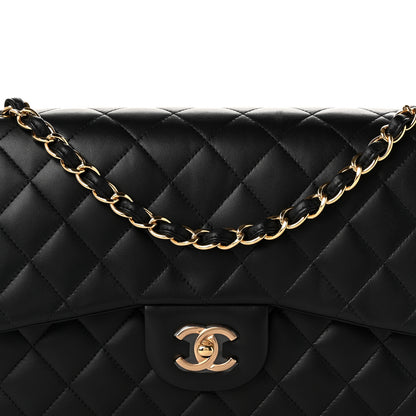 Chanel Lambskin Quilted Jumbo Double Flap Black 8 of 11