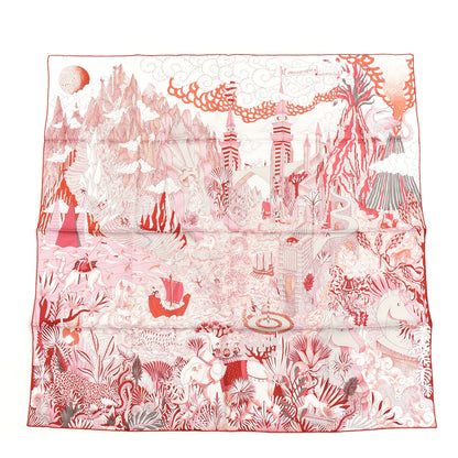 Hermes Silk Cosmographia Universalis Scarf 90 Rose Rouge Blanc 1 of 4