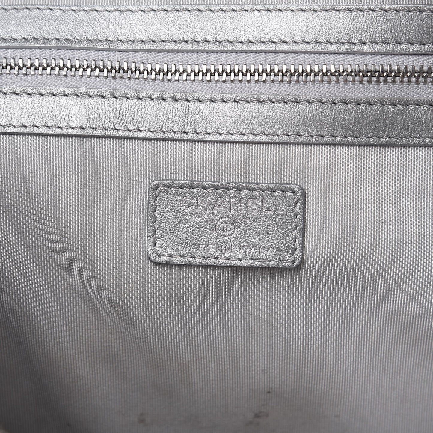 Metallic Calfskin Quilted Large Cosmo Cosmetic Case Silver
