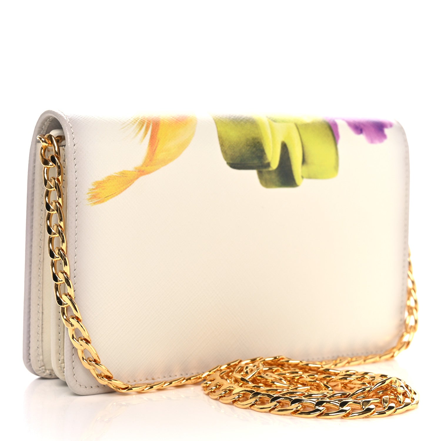 Prada Saffiano Lux Chain Wallet White Multicolor 2 of 13