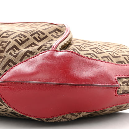 Fendi Zucchino Cuoio Chef Hobo Mogano Panna Rosso 10 of 16
