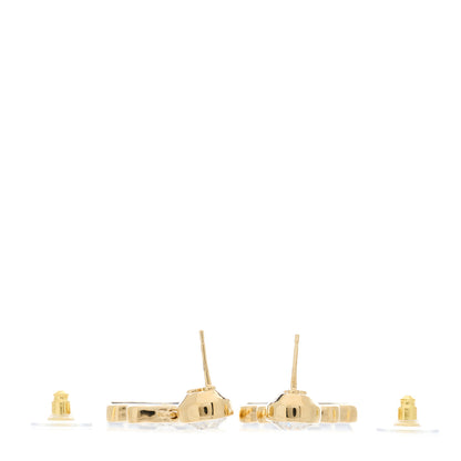 Chanel Metal Crystal Enamel CC Perfume Bottle Drop Earrings Gold Black 3 of 5