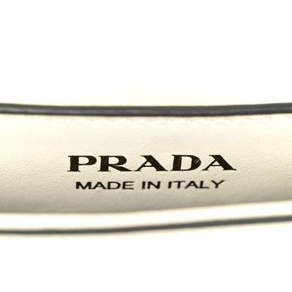Prada Soft Calfskin Metal Triangle Logo Flap Shoulder Bag White 6 of 9