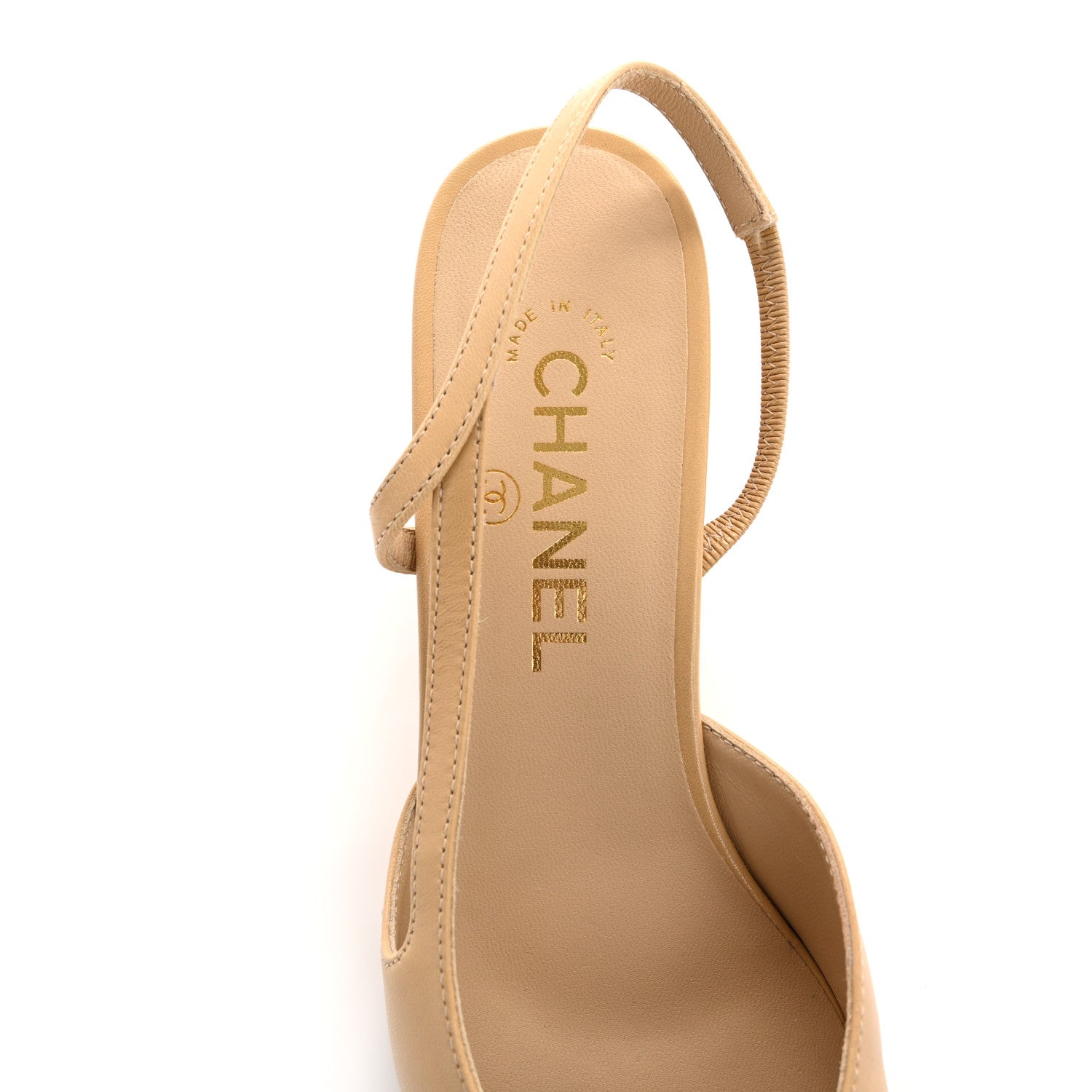 Chanel Goatskin Grosgrain Cap Toe CC Slingback Pumps 38 Beige Black 7 of 12