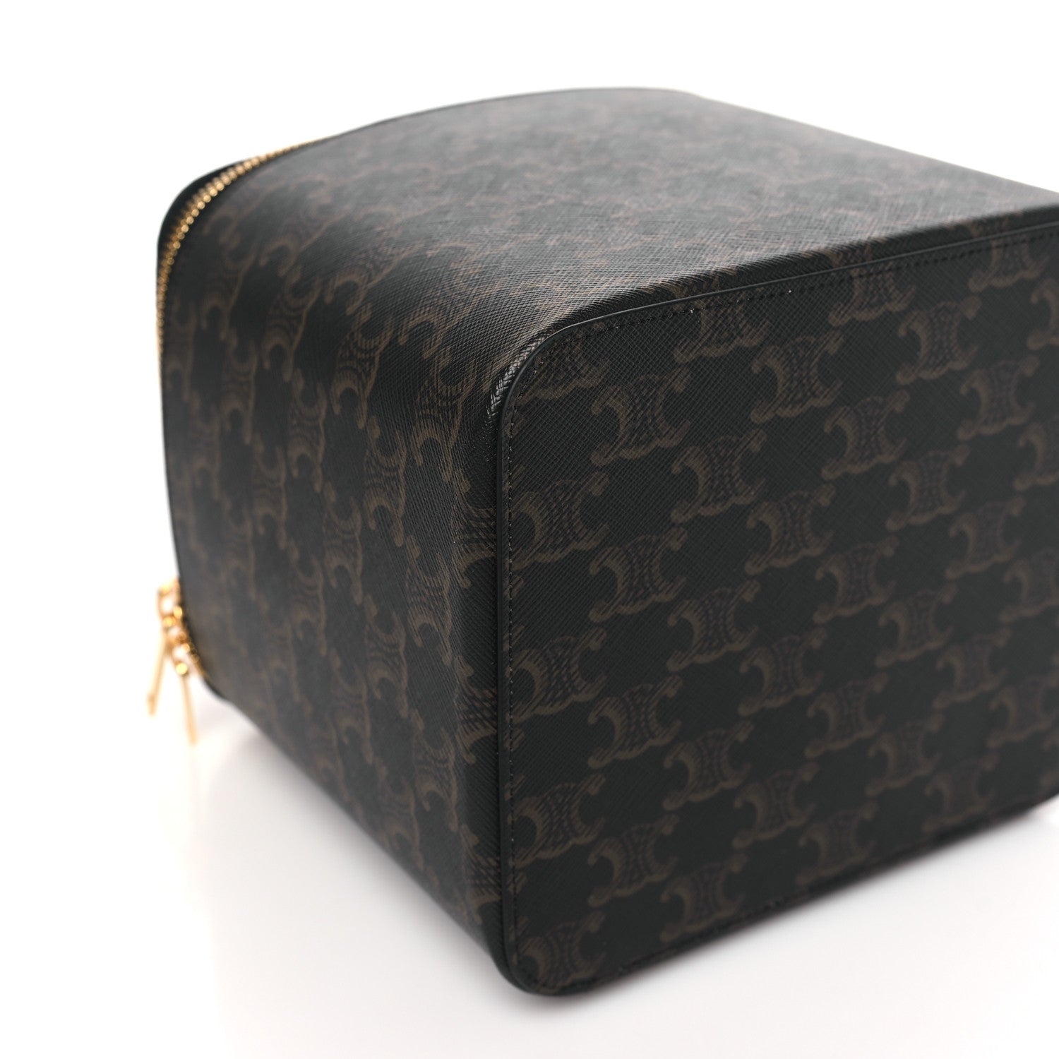Celine Triomphe Canvas Calfskin Square Vanity Case Tan 7 of 8