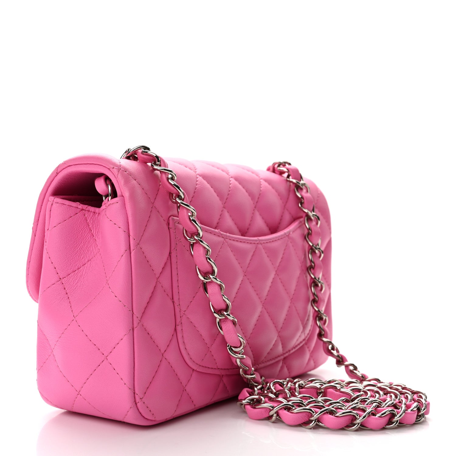 Chanel Lambskin Quilted Mini Rectangular Flap Neon Pink 3 of 11